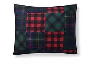 X2 Ralph Lauren Hadley Plaid Patchwork Standard Pillow Sham 20 x 26 READ. DEFECT